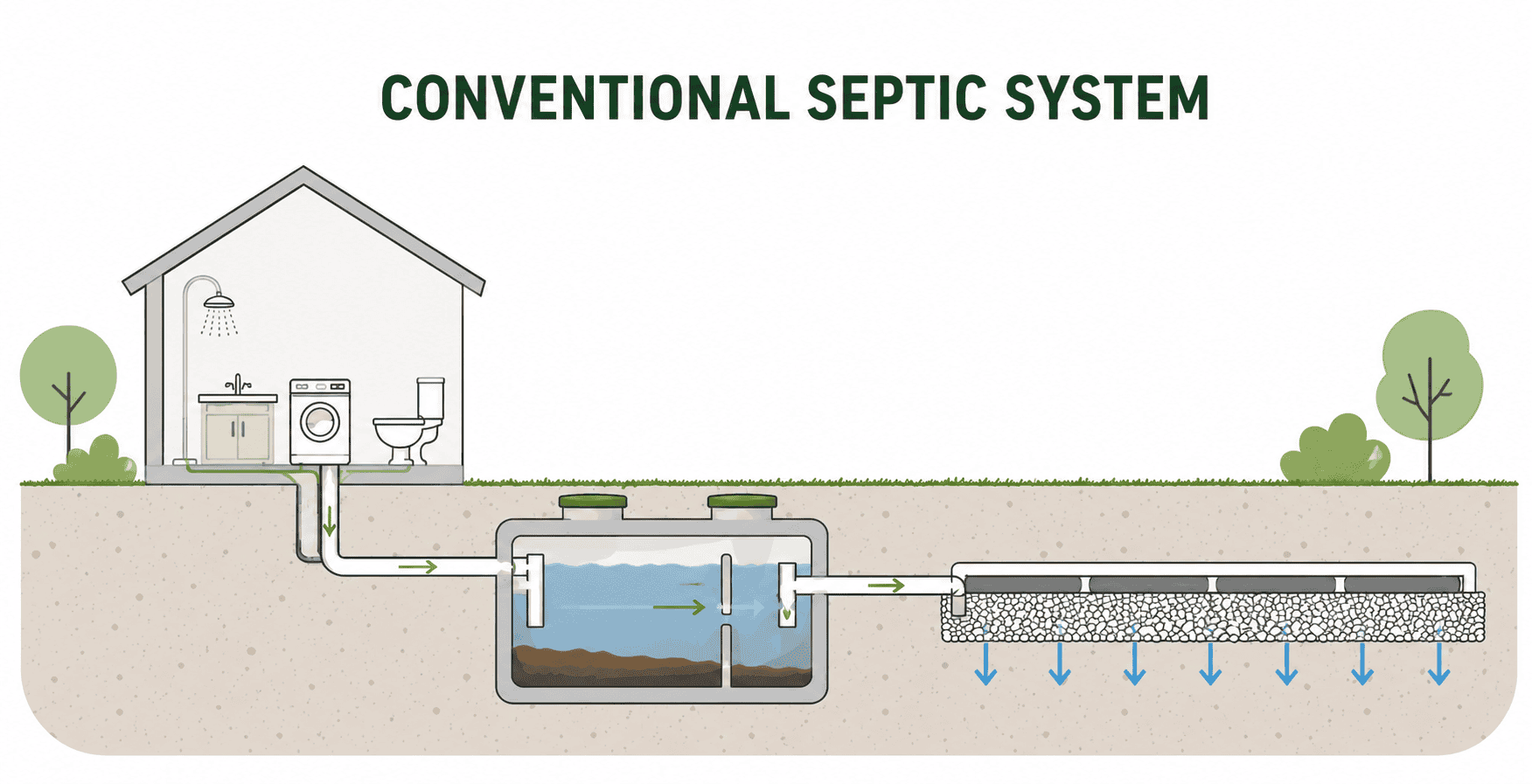 Conventional septic system diagram