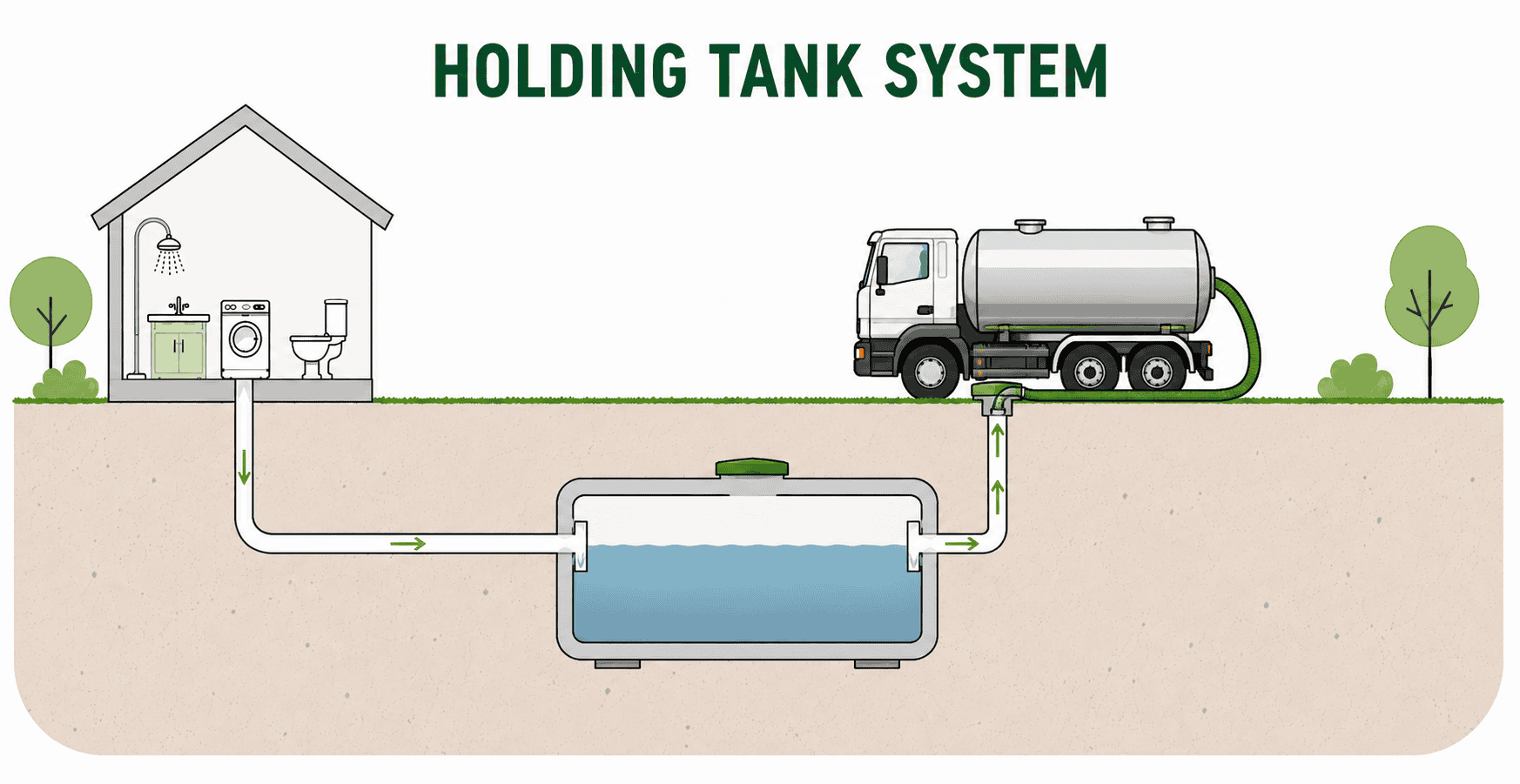 Holding tank septic system diagram