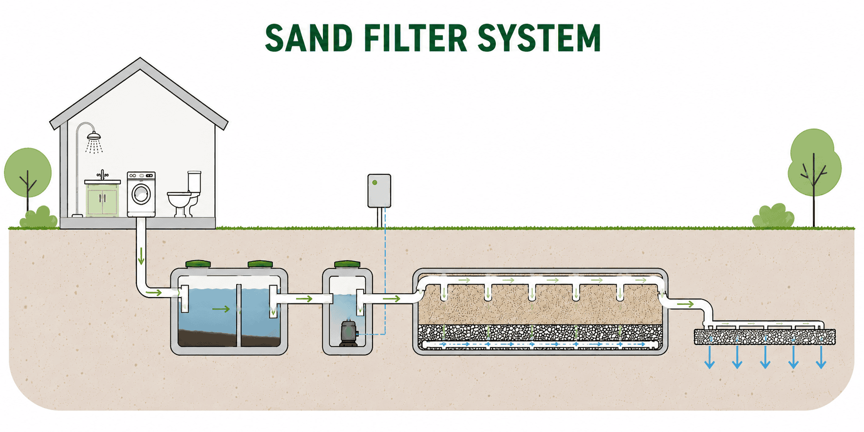 Sand filter septic system diagram