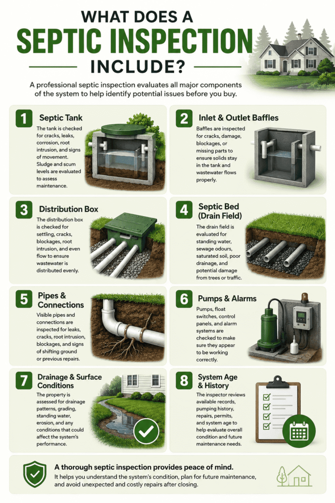 Infographic about what septic inspection include